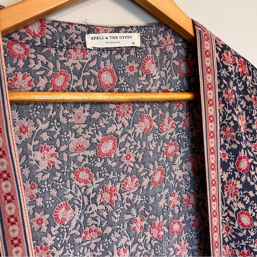Spell & The Gypsy Collective Jasmine Duster Kimono Boho Floral Maxi Cardigan OS - Picture 7 of 11